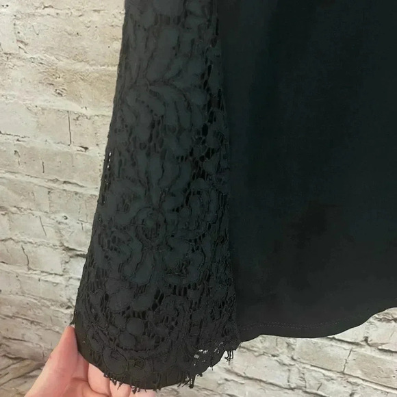 J. Jill Ponte Women's Black Medium 3/4 Sleeve Lace Viscose Nylon Stretch Top M - Picture 4 of 7